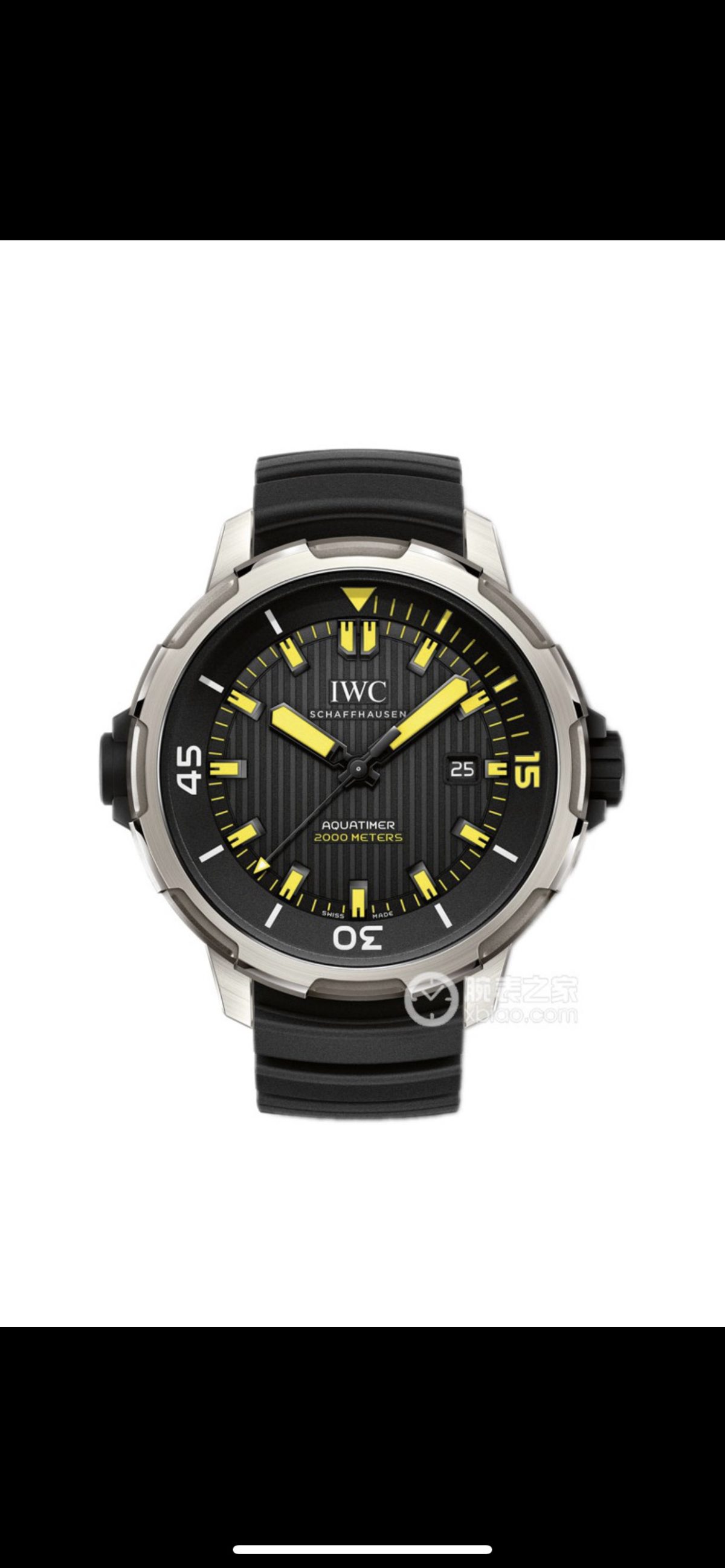 IWC Aquatimer Series 2000 Automatic Watch Best Edition Black Dial with Black Rubber Strap