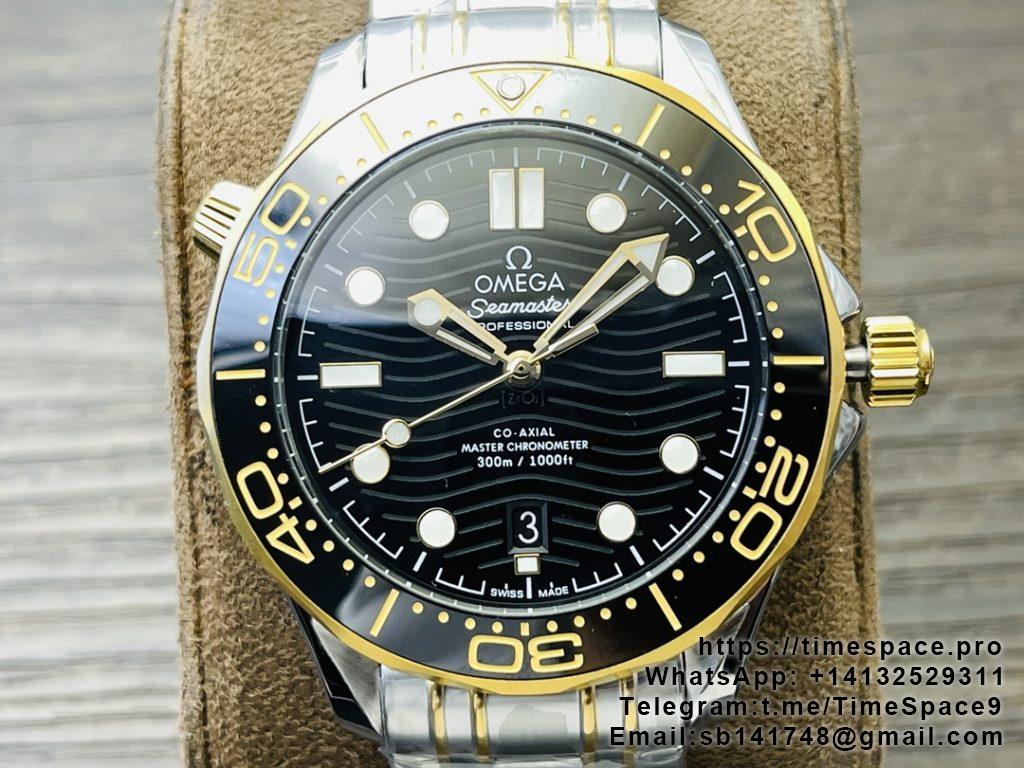 OMEGA Seamaster Diver 300M SS/YG VSF 1:1 Best Edition YG Bezel Black Dial on SS/YG Bracelet A8800