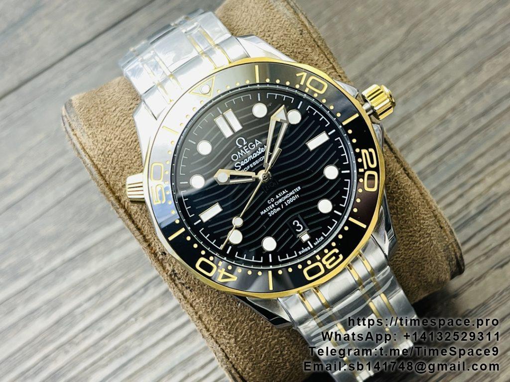 OMEGA Seamaster Diver 300M SS/YG VSF 1:1 Best Edition YG Bezel Black Dial on SS/YG Bracelet A8800