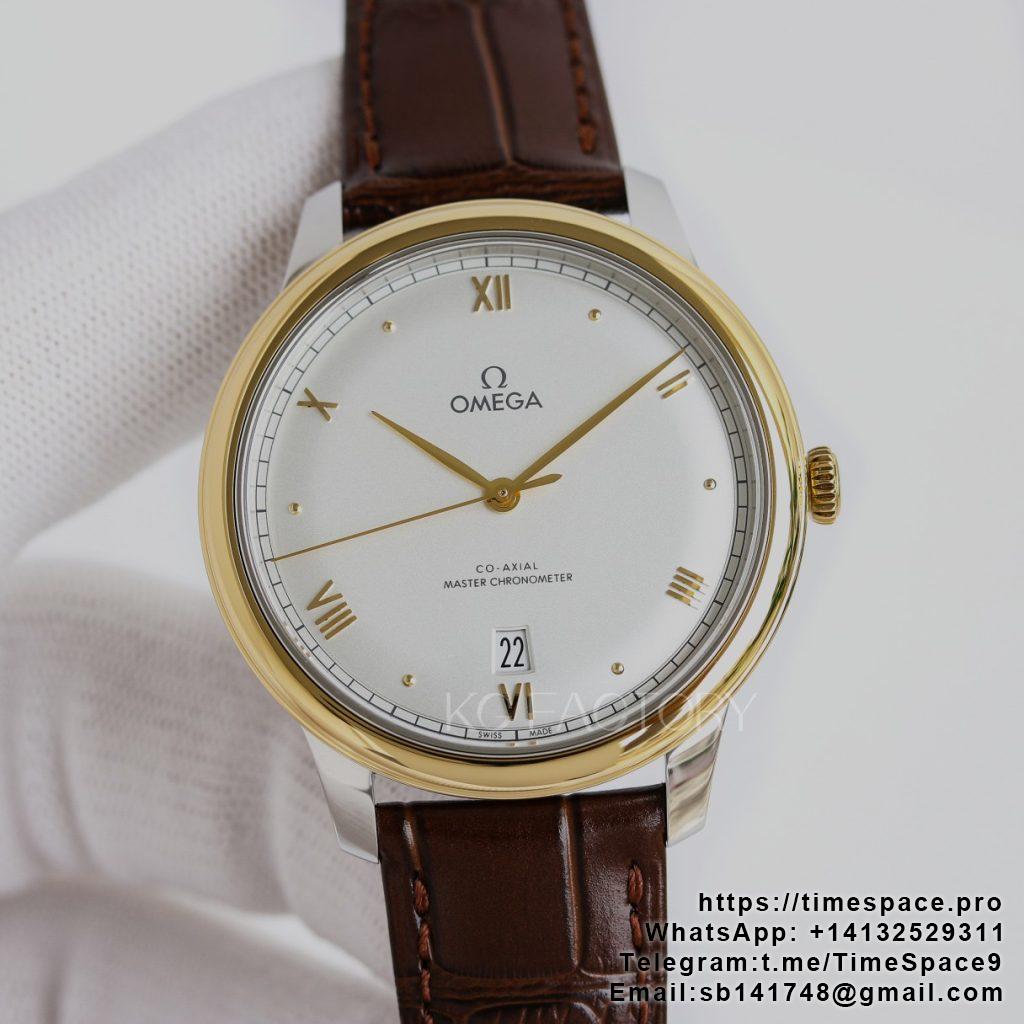 De Ville Date RG MKF 1:1 Best Edition White Textured Dial Roman Marker on Brown Leather Strap