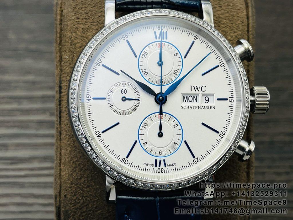 IWC Portofino Chronograph Men’s Watch Best Edition White Dial with Black Leather Strap