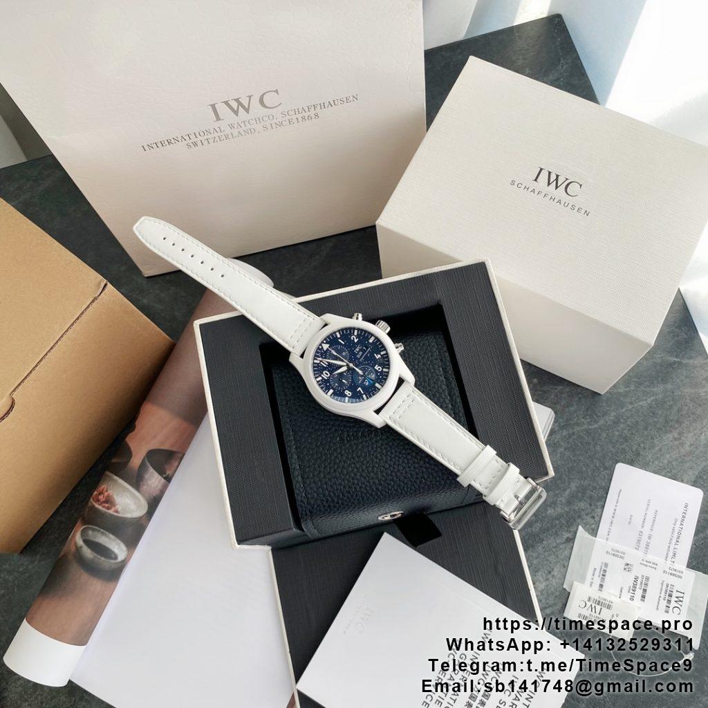 Pilot Chrono SS AZF 1:1 Best Edition Blue Dial with White Leather Strap