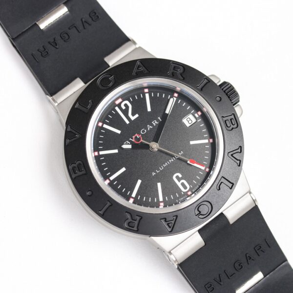 Bulgari Aluminium Best Edition Black/White Dial with Black Leather Strap