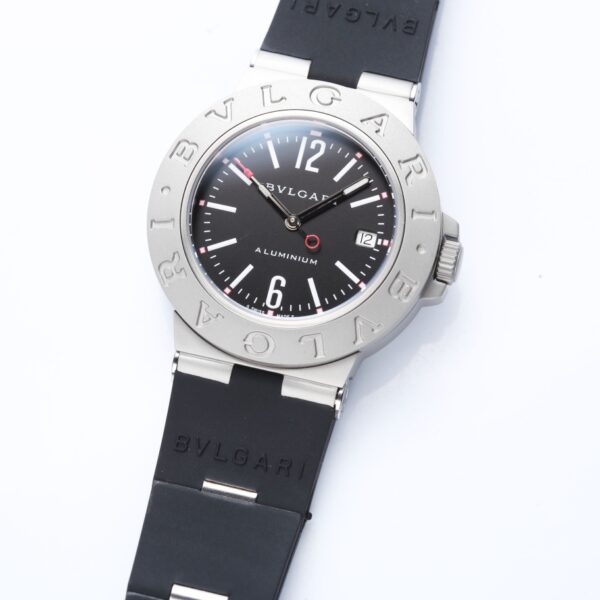 Bulgari Aluminium Best Edition Black/White Dial with Black Leather Strap