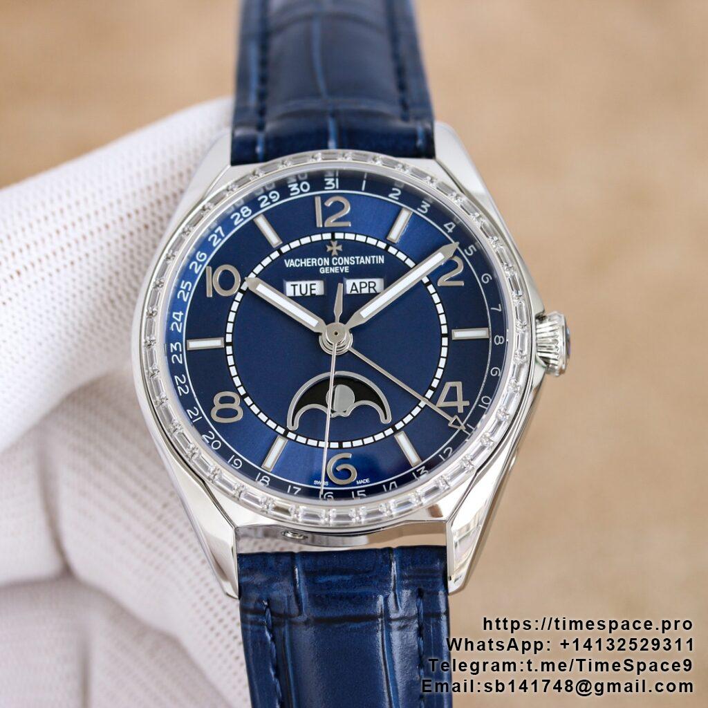 Fiftysix Complete Calendar RG 40mm ZF 1:1 Best Edition blue Dial on blue Leather Strap